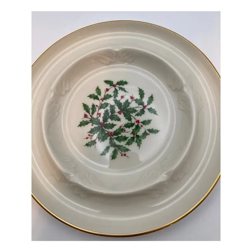Lenox Holly Berry Small Condiment Gold Rim 8
